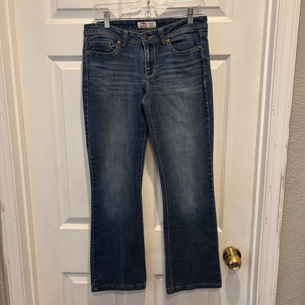 LEI Ashley‎ Low Rise Slim Boot Jeans Women Size 7 Regular Dark Wash Denim Y2K